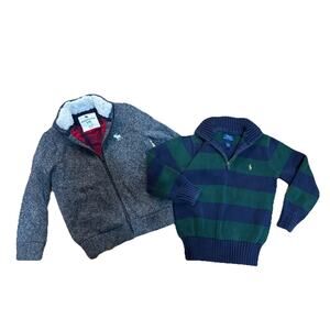 Lot 2 POLO Ralph Lauren And More Sz 6 Boys Quarter Zip Stripped Sweater Preppy